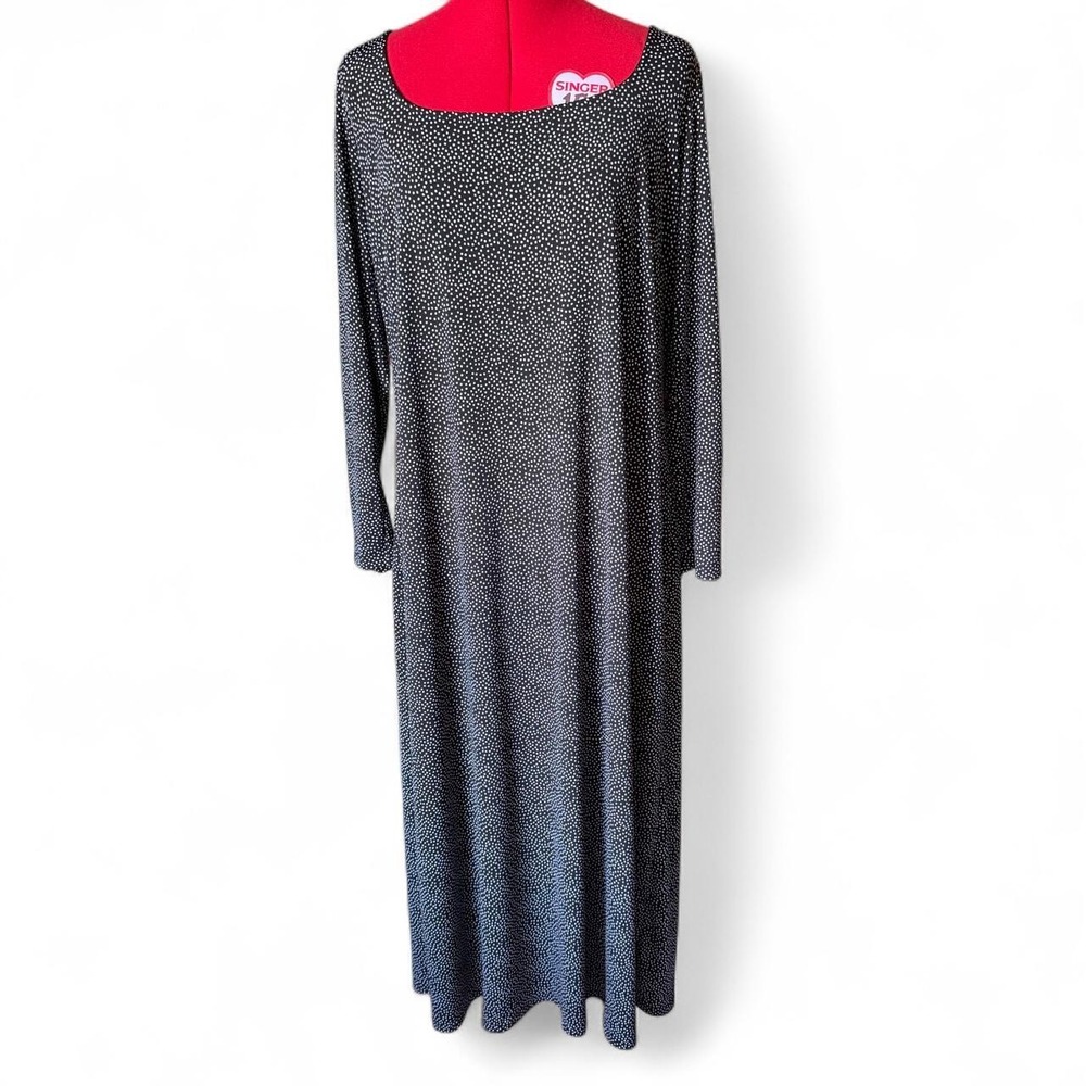 ModCloth black with white polka dot long sleeves maxi dress 2X boho witchy